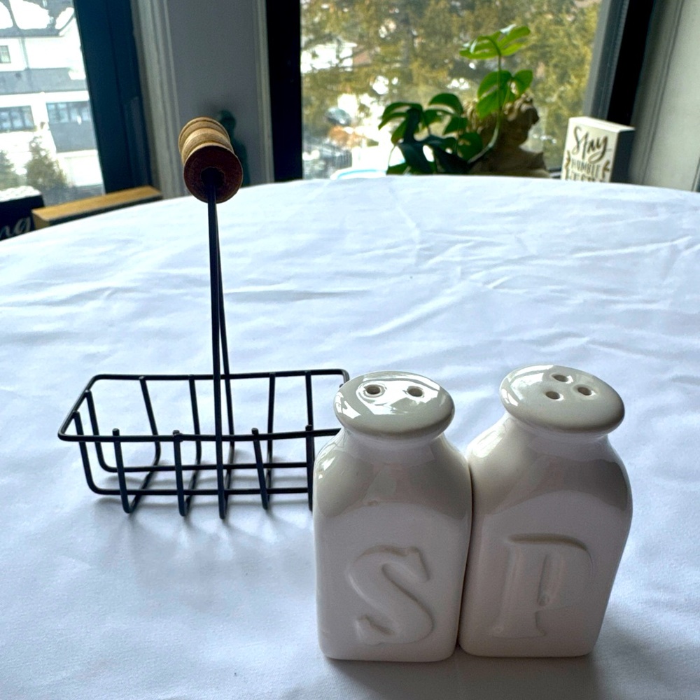 VINTAGE Milk Jug with Crate Salt and Pepper Shakers